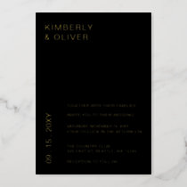 Simple Elegant Minimal Modern Black Wedding   Invi Foil Invitation