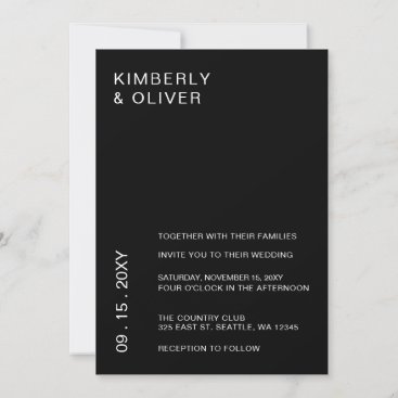 Simple Elegant Minimal Modern Black Wedding   Invi Invitation