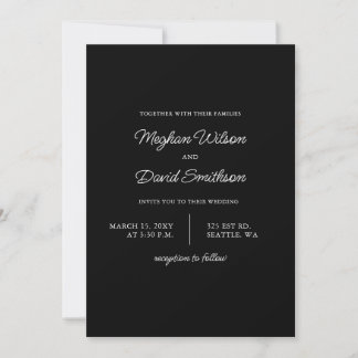 Simple Elegant Minimal Modern Black Wedding Invi Invitation