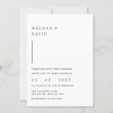 Simple Elegant Minimal Modern Black Wedding Invita Invitation