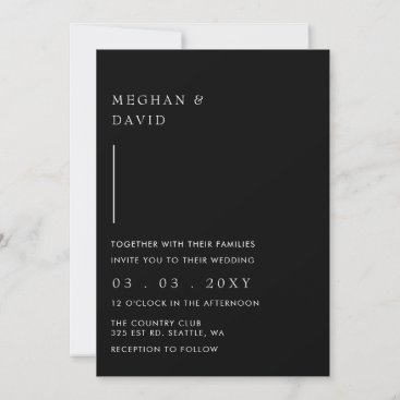 Simple Elegant Minimal Modern Black Wedding Invitation