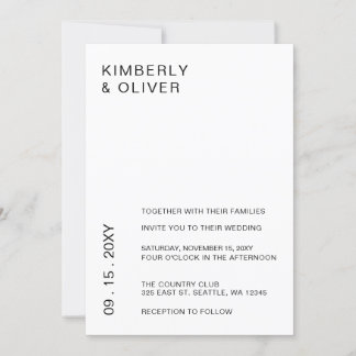 Simple Elegant Minimal Modern Black Wedding Invitation