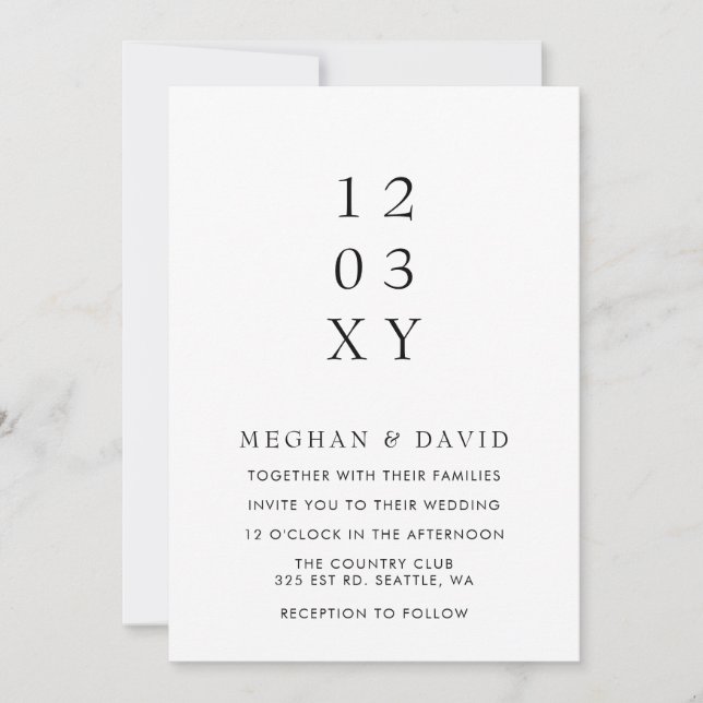 Simple Elegant Minimal Modern Black Wedding Invitation (Front)