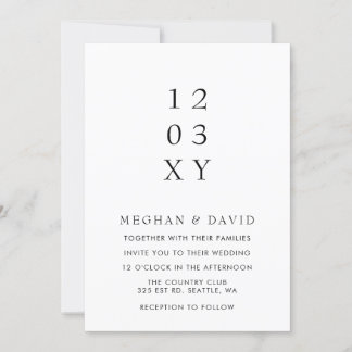 Simple Elegant Minimal Modern Black Wedding Invitation
