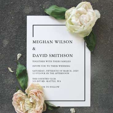Simple Elegant Minimal Modern Black Wedding   Invitation