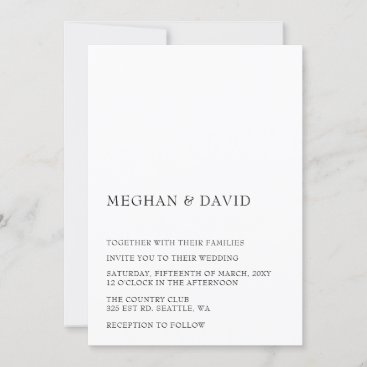 Simple Elegant Minimal Modern Black Wedding  Invitation