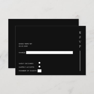 Simple Elegant Minimal Modern Black Wedding RSVP Card