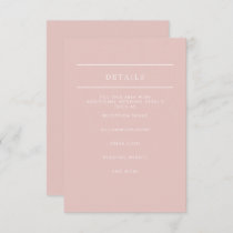 Simple Elegant Minimal Modern Blush Wedding Enclosure Card