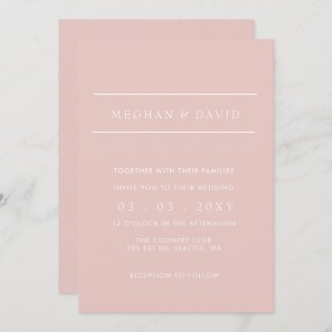 Simple Elegant Minimal Modern Blush Wedding  Invitation