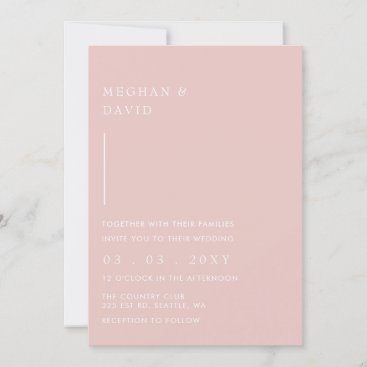 Simple Elegant Minimal Modern Blush Wedding Invitation