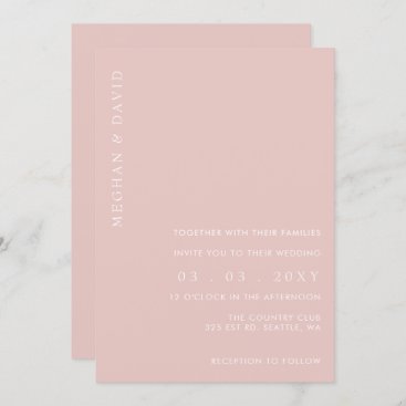 Simple Elegant Minimal Modern Blush Wedding  Invitation