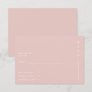 Simple Elegant Minimal Modern Blush Wedding RSVP Card
