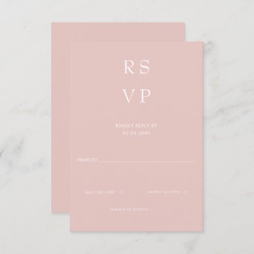 Simple Elegant Minimal Modern Blush Wedding RSVP Card