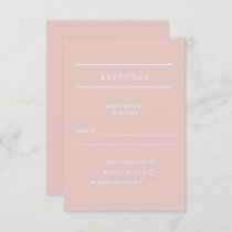 Simple Elegant Minimal Modern Blush Wedding  RSVP Card