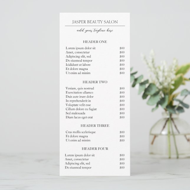 Simple Elegant Minimal Modern Business Price List (Standing Front)