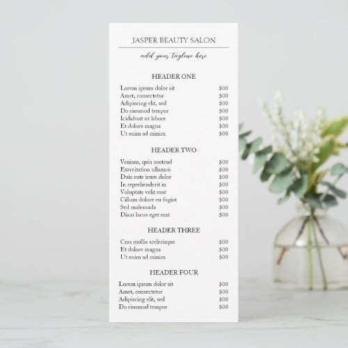 Simple Elegant Minimal Modern Business Price List