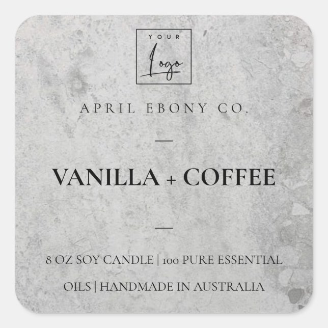 SIMPLE ELEGANT MINIMAL MODERN CONCRETE STONE LOGO SQUARE STICKER (Front)