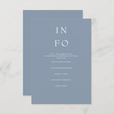 Simple Elegant Minimal Modern Dusty Blue Wedding Enclosure Card