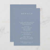 Simple Elegant Minimal Modern Dusty Blue Wedding Enclosure Card