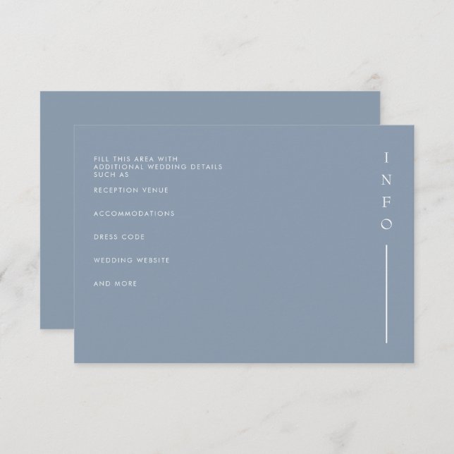  Simple Elegant Minimal Modern Dusty Blue Wedding  Enclosure Card (Front/Back)