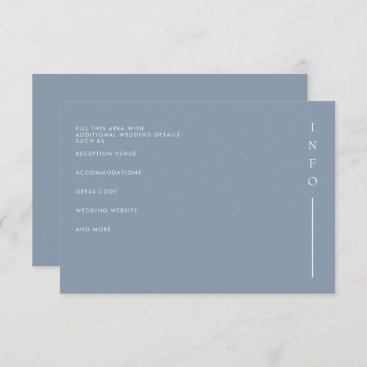 Simple Elegant Minimal Modern Dusty Blue Wedding  Enclosure Card