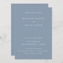 Simple Elegant Minimal Modern Dusty Blue Wedding Invitation