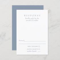 Simple Elegant Minimal Modern Dusty Blue Wedding  RSVP Card