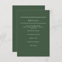 Simple Elegant Minimal Modern Green Wedding  Enclosure Card