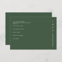 Simple Elegant Minimal Modern Green Wedding Enclosure Card