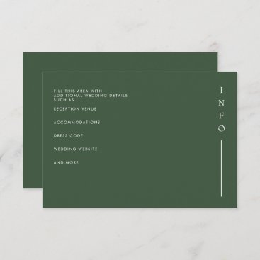 Simple Elegant Minimal Modern Green Wedding Enclosure Card
