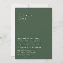 Simple Elegant Minimal Modern Green Wedding Invitation