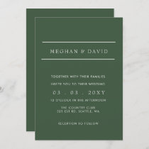 Simple Elegant Minimal Modern Green Wedding  Invitation