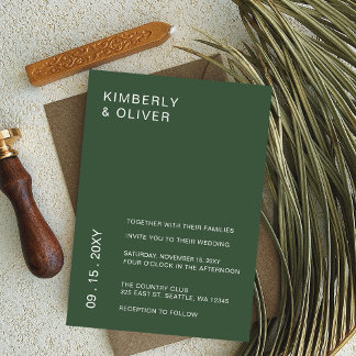 Simple Elegant Minimal Modern Green Wedding Invitation