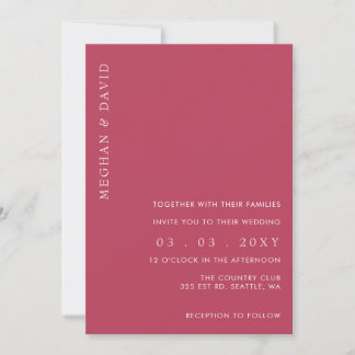 Simple Elegant Minimal Modern Magenta Wedding Invitation