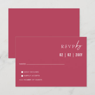 Simple Elegant Minimal Modern Magenta Wedding RSVP Card