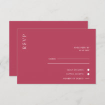 Simple Elegant Minimal Modern Magenta Wedding  RSVP Card