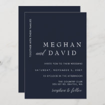 Simple Elegant Minimal Modern Navy Wedding Invitation