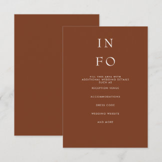 Simple Elegant Minimal Modern Terracotta Wedding Enclosure Card