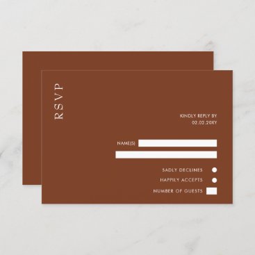 Simple Elegant Minimal Modern Terracotta Wedding  RSVP Card