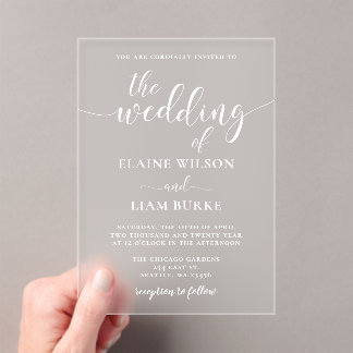 Simple Elegant Minimal Modern Wedding Acrylic Invitations