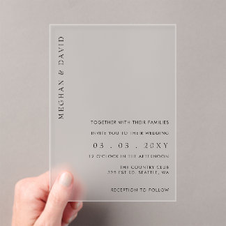 Simple Elegant Minimal Modern Wedding Acrylic Invitations