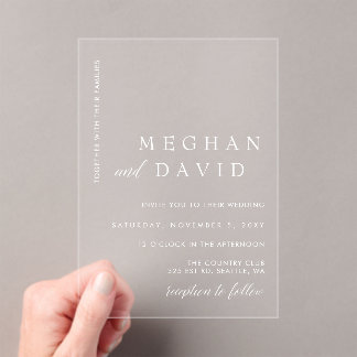 Simple Elegant Minimal Modern Wedding Acrylic Invitations