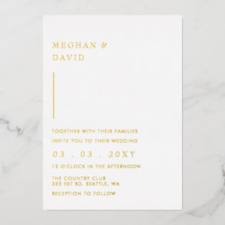 Simple Elegant Minimal Modern Wedding Foil Invitation