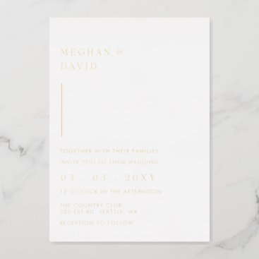 Simple Elegant Minimal Modern Wedding Foil Invitation