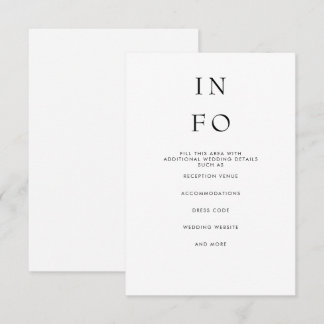 Simple Elegant Minimal Modern White Wedding Enclosure Card
