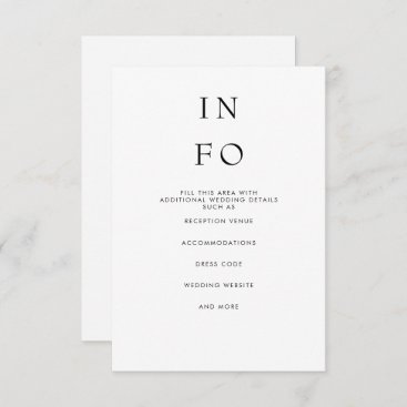 Simple Elegant Minimal Modern White Wedding  Enclosure Card