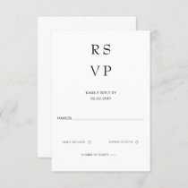 Simple Elegant Minimal Modern White Wedding  RSVP Card