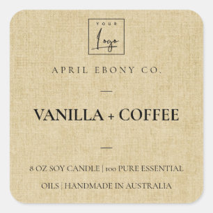 SIMPLE ELEGANT MINIMAL OCHER LINEN YELLOW LOGO SQUARE STICKER