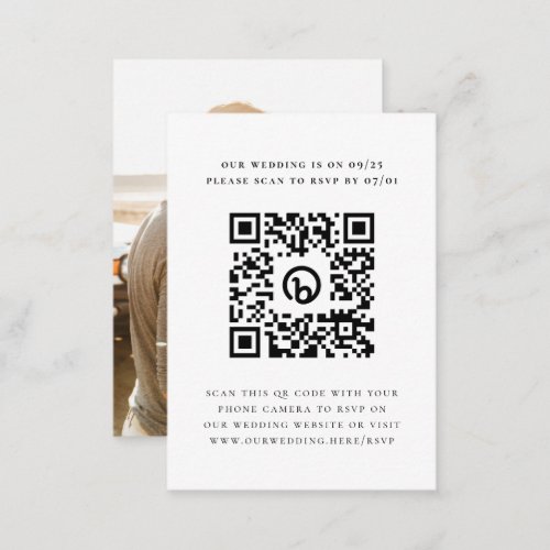 Simple Elegant Minimal Photo QR Code Wedding RSVP Enclosure Card