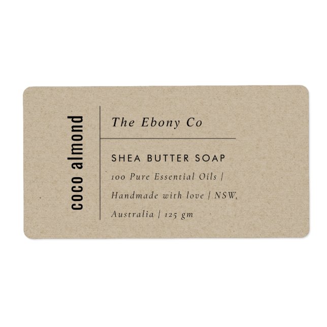 Simple Elegant Minimal Rustic Kraft Soap Label (Front)